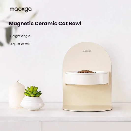Ceramic, high footed, tilting, cat bowl, neck protection, not easy to knock over, food bowl, height stand, pet cat dog bowl 