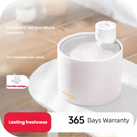 Pet Automatic Ceramic Cat Water Dispenser, 5th Generation, Constant Temperature, Flowing Water, Unplugged Wireless Water Dispenser 