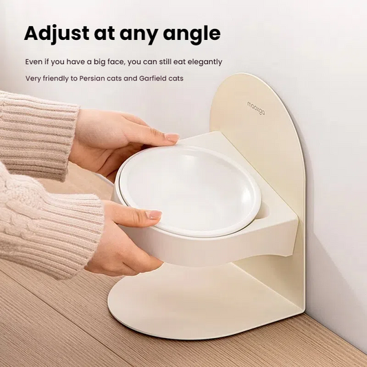 Ceramic, high footed, tilting, cat bowl, neck protection, not easy to knock over, food bowl, height stand, pet cat dog bowl 