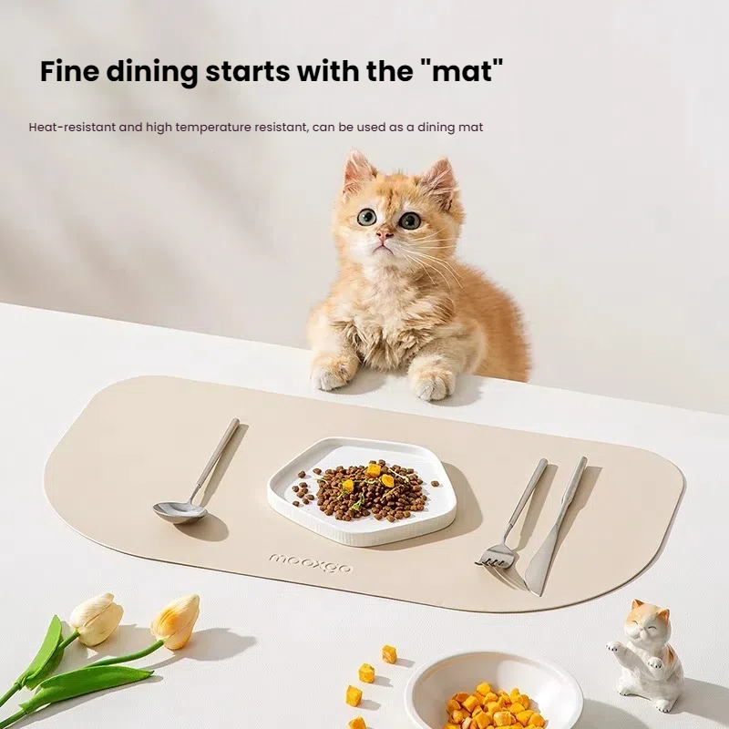 Pet cat meal mat, cat bowl, food bowl, waterproof and non slip mat, dining food utensil mat, large size 