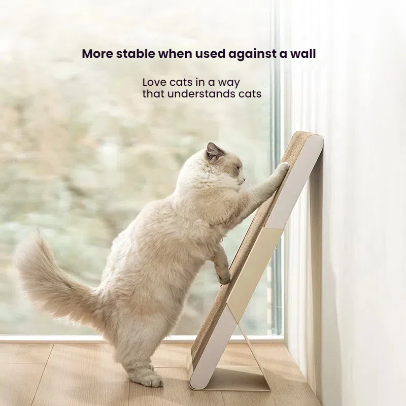 Metal vertical cat scratch board, wear-resistant and shavings free, wall mounted, cat claw board, corrugated paper cat scratch column 