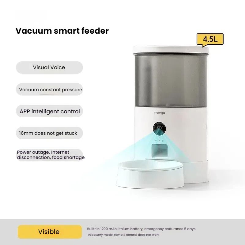 Vacuum automatic feeder for cats, intelligent timing, remote control, visual monitoring, cat and dog feeding machine 