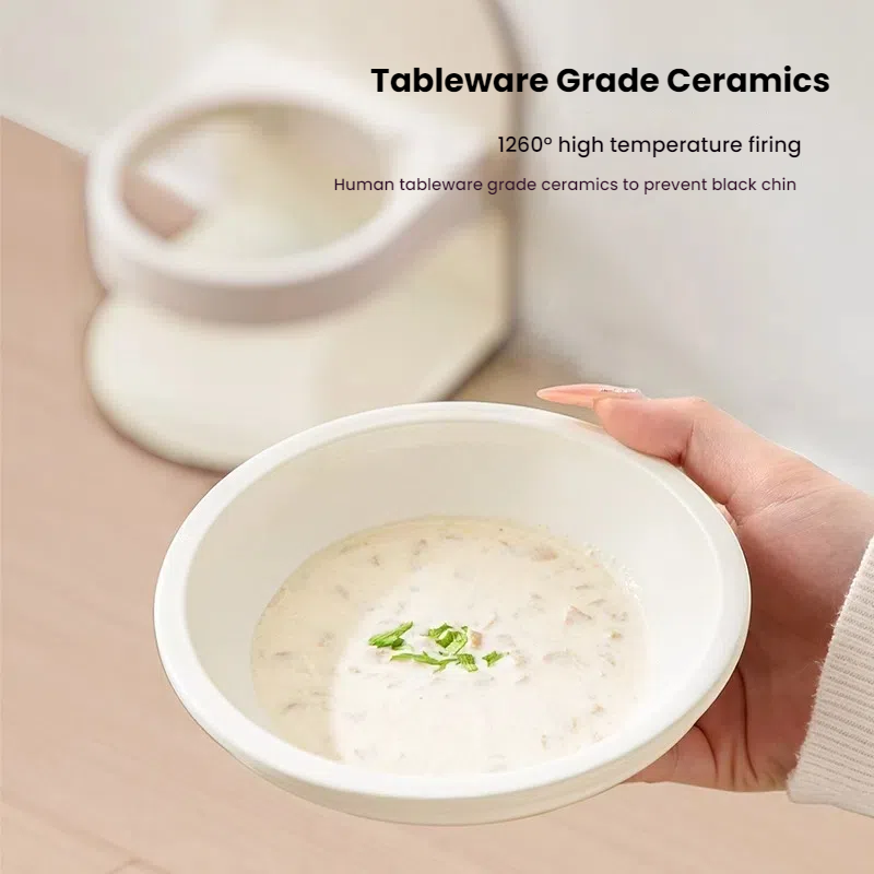 Ceramic, high footed, tilting, cat bowl, neck protection, not easy to knock over, food bowl, height stand, pet cat dog bowl 