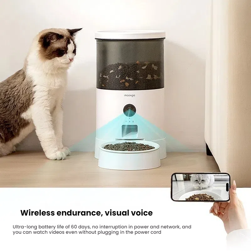 Vacuum automatic feeder for cats, intelligent timing, remote control, visual monitoring, cat and dog feeding machine 