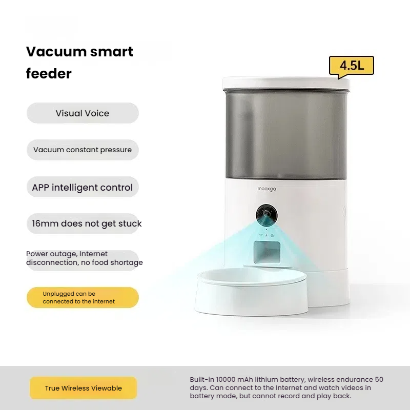 Vacuum automatic feeder for cats, intelligent timing, remote control, visual monitoring, cat and dog feeding machine 