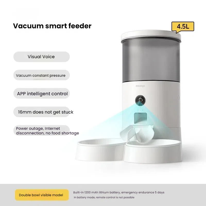 Vacuum automatic feeder for cats, intelligent timing, remote control, visual monitoring, cat and dog feeding machine 