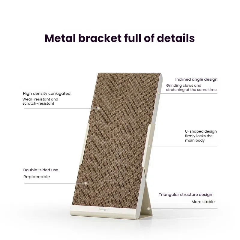 Metal vertical cat scratch board, wear-resistant and shavings free, wall mounted, cat claw board, corrugated paper cat scratch column 