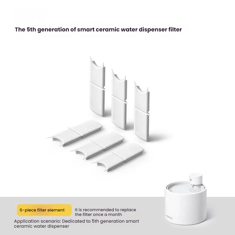 Filter for The fifth generation intelligent ceramic pet water dispenser, 6-piece 2-piece set